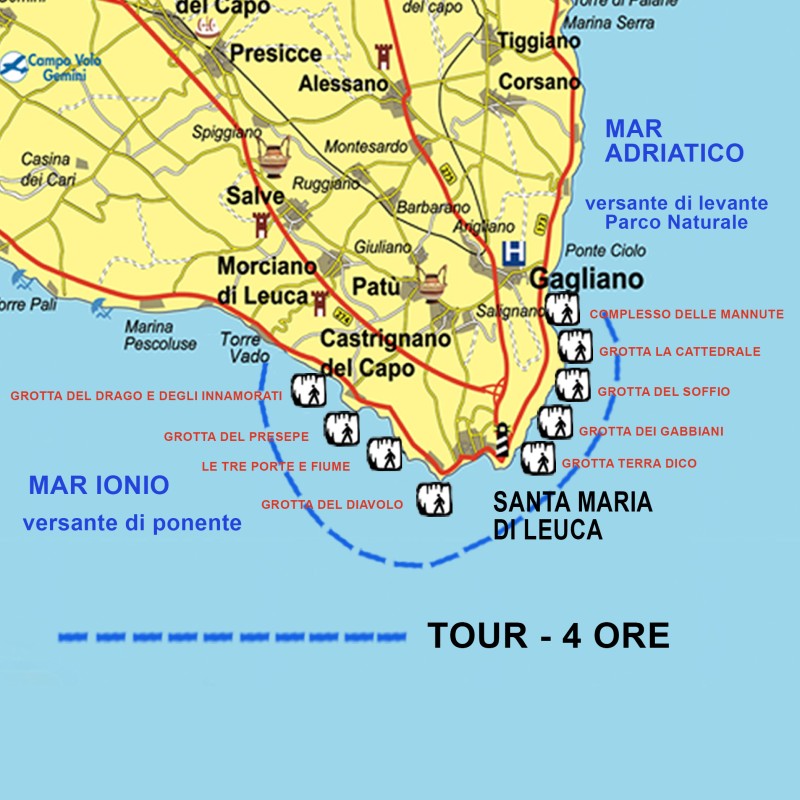 Escursioni alle grotte e al Tacco d'Italia